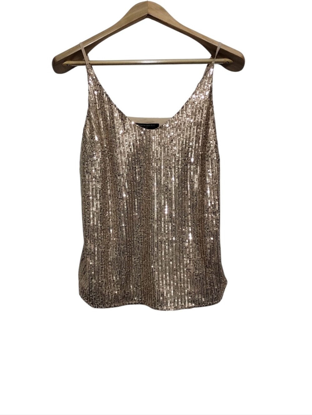Banana Republic Gold Sequin Camisole Women's S Adjustable Straps Party Cocktail